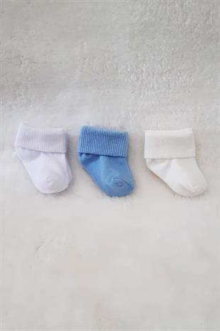 3lü Kız Erkek Bebek Yenidoğan Çorap Pamuklu Likralı Esnek