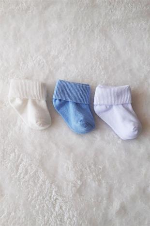 3lü Kız Erkek Bebek Yenidoğan Çorap Pamuklu Likralı Esnek