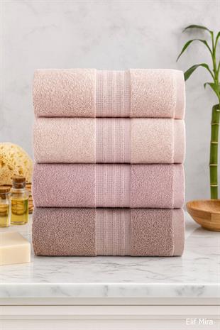 4 Lü El Yüz Havlu Seti %100 Pamuklu 50x85 Cm Aura