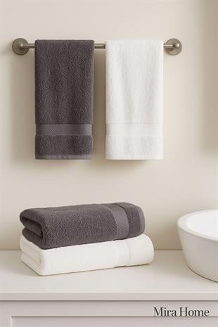 4 Parça Banyo Havlu Takımı %100 Pamuklu Dry Antrasit