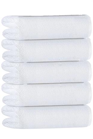 5 li Otel Banyo Havlusu %100 Pamuklu 70X150 Cm Beyaz 20/2 Ring 600 Gr