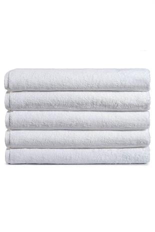 5 li Otel Banyo Havlusu %100 Pamuklu 90X150 Cm Beyaz 20/2 Ring 650 Gr