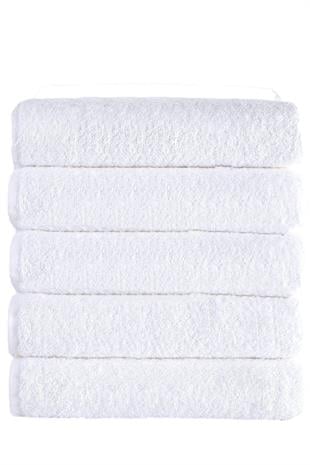 5 li Otel Banyo Havlusu Pamuklu 70X145 Cm Beyaz 16/1 Avs 440 Gr