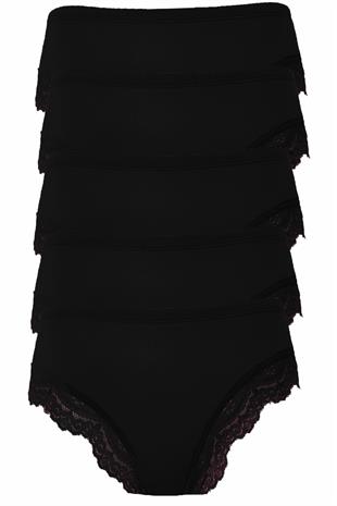 5li Kadın Bambu Büyük Beden Külot Paça Dantelli Esnek Rahat