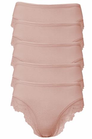 5li Kadın Bambu Büyük Beden Külot Paça Dantelli Esnek Rahat