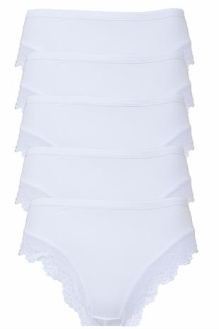 5li Kadın Bambu Büyük Beden Külot Paça Dantelli Esnek Rahat