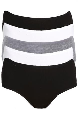 5li Kadın Büyük Beden Yüksek Bel Külot Pamuklu Battal İnce Lastik