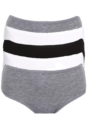 5li Kadın Büyük Beden Yüksek Bel Külot Pamuklu Battal İnce Lastik