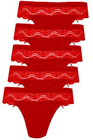 5li Kadın Dantelli Bikini Külot Pamuklu Arkası Düz Kaliteli FND