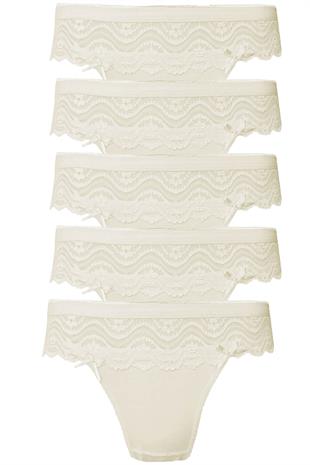 5li Kadın Dantelli Bikini Külot Pamuklu Arkası Düz Kaliteli FND