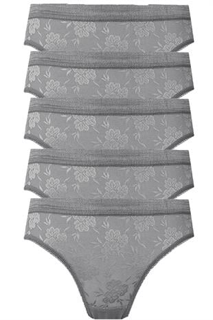 5li Kadın Dantelli Bikini Külot Pamuklu Arkası Düz