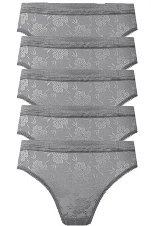 5li Kadın Dantelli Bikini Külot Pamuklu Arkası Düz