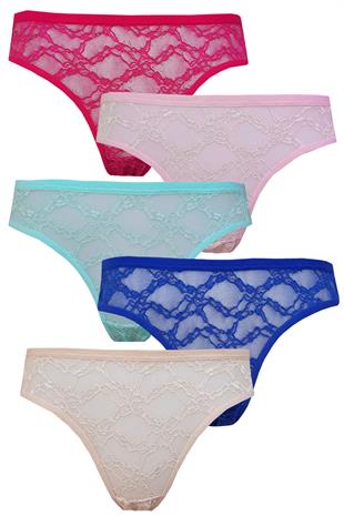 5li Kadın Dantelli Pamuklu Bikini Külot İç Çamaşırı Kaliteli