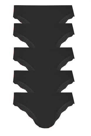 5li Kadın Pamuklu Paça Dantelli  Bikini Külot İç Çamaşırı Işık