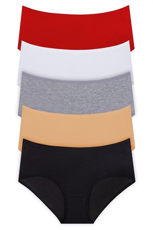 5li Kadın Yüksek Bel Külot Elastan Pamuklu İnce Lastik Kaliteli