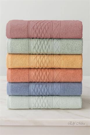 6 lı El Yüz Havlusu Seti %100 Pamuklu 50x90 Cm Pure Cotton