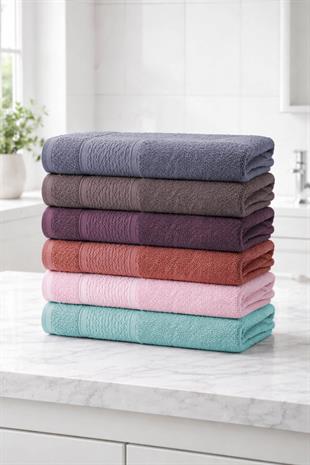 6 lı El Yüz Havlusu Seti %100 Pamuklu 50x90 Cm Pure Cotton