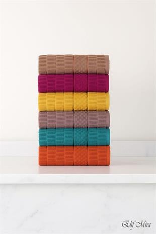 6 lı El Yüz Renkli Havlu Seti %100 Pamuklu 50x90 Cm Velora Koleksiyon