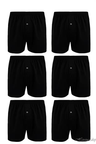 6’lı Paket Sedef Yıldızı Pamuklu Erkek Boxer, Önü Düğmeli, Rahat Kesim