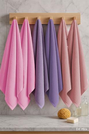 6 lı Softtouch El Yüz Banyo Havlusu Seti %100 Pamuklu 50x90 Cm