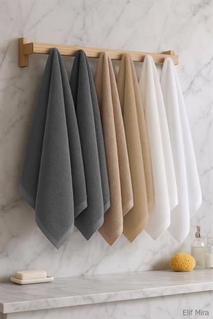 6 lı Softtouch El Yüz Banyo Havlusu Seti %100 Pamuklu 50x90 Cm