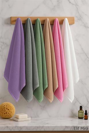 6 lı Softtouch El Yüz Banyo Havlusu Seti %100 Pamuklu 50x90 Cm