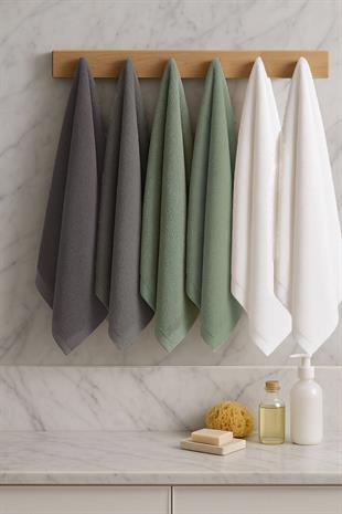 6 lı Softtouch El Yüz Banyo Havlusu Seti %100 Pamuklu 50x90 Cm