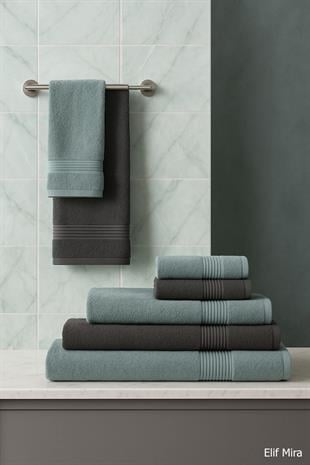 6 Parça Banyo Havlusu Seti %100 Pamuklu 70x140 cm Serenio