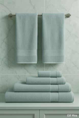 6 Parça Banyo Havlusu Seti %100 Pamuklu 70x140 cm Serenio