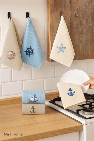 6 Parça Mutfak Kurulama Bezi 30 X 50 Cm Deniz