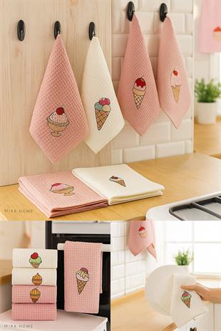 6 Parça Mutfak Kurulama Bezi 30 X 50 Cm İce Cream