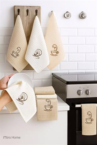 6 Parça Mutfak Kurulama Bezi 30 X 50 Cm Coffe