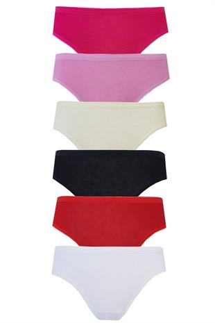 6lı Kadın Bikini Külot Pamuklu Renkli İç Çamaşırı Nefes Alan Doku