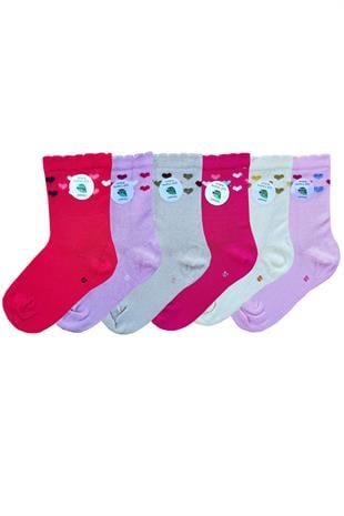 6lı Kız Çocuk Bambu Dikişsiz Soket Çorap Rahat Esnek Sıkmaz