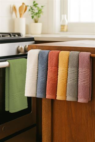 6lı Mutfak Havlusu Seti 30x50 cm %100 Pamuklu Duru