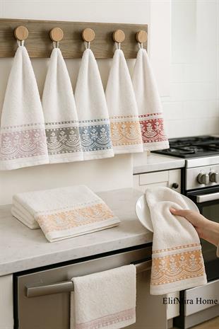 6lı Mutfak Havlusu Seti 30x50 cm %100 Pamuklu Ege Esintisi