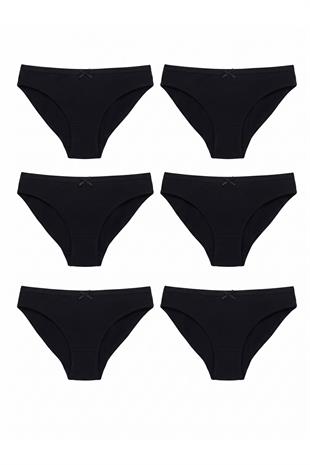 6'lı Tutku Kadın Pamuklu Fiyonklu İnce Bel Bikini Külot Seti