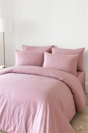 Aria Çizgi Saten Çift Kişilik Nevresim Takımı %100 Pamuklu