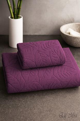 Banyo & Yüz Havlusu Seti Dokulu %100 Pamuk 90x150 + 50x90 cm – Foliva