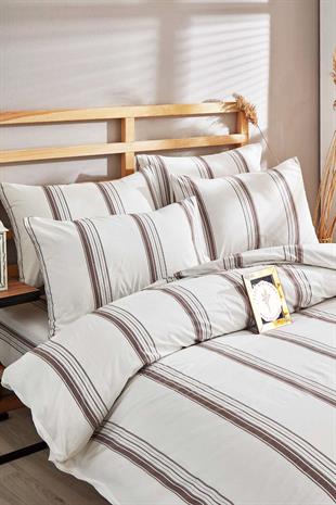 Çift Kişilik Çizgili Desen Nevresim Seti ( Nevresim + Yastık Kılıfı )