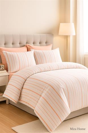 Çift Kişilik Çizgili Desen Nevresim Seti ( Nevresim + Yastık Kılıfı )