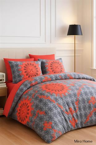 Çift Kişilik Nevresim Takımı Pamuklu Asil Kırmızı