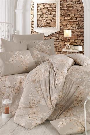 Çift Kişilik Nevresim Takımı Pamuklu Bej Bahar