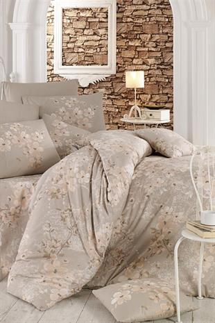 Çift Kişilik Nevresim Takımı Pamuklu Bej Bahar