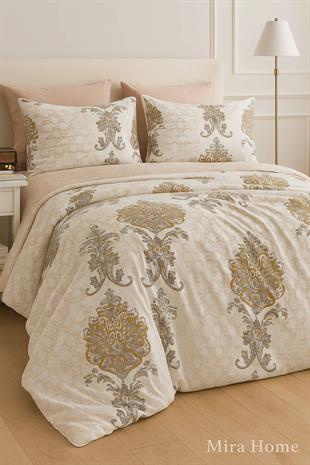 Çift Kişilik Nevresim Takımı Pamuklu Bej Asalet