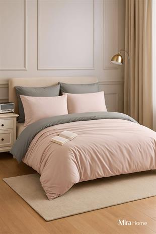 Çift Kişilik Nevresim Takımı Pamuklu Çift Taraflı Lastikli Çarşaflı