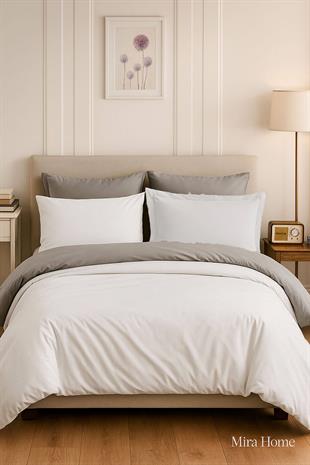 Çift Kişilik Nevresim Takımı Pamuklu Çift Taraflı Lastikli Çarşaflı