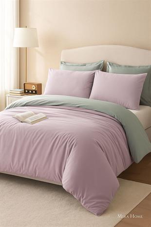 Çift Kişilik Nevresim Takımı Pamuklu Çift Taraflı Lastikli Çarşaflı