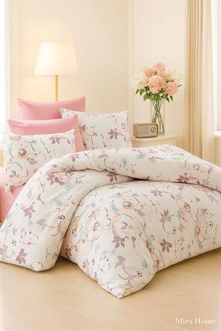 Çift Kişilik Nevresim Takımı Pamuklu Lavanta Baharı