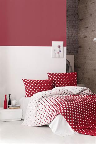 Çift Kişilik Nevresim Takımı Pamuklu Retro Puantiye